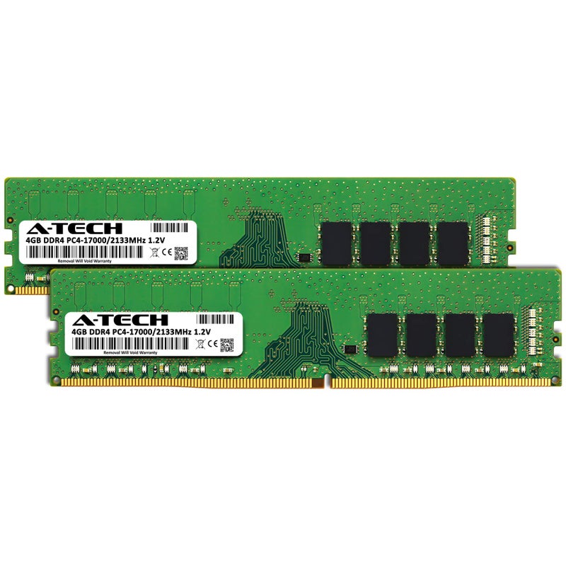 A-TECH ذاكرة رام ديسكتوب A-Tech 8GB (2x4GB) DDR4 2133 MHz UDIMM PC4-17000 (PC4-2133P) CL15 DIMM غير ECC - Image 2